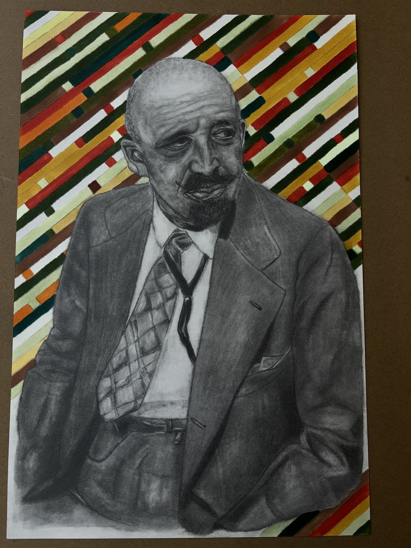 I came back, but you weren't there — W.E.B. Du Bois — graphite & color, 2023