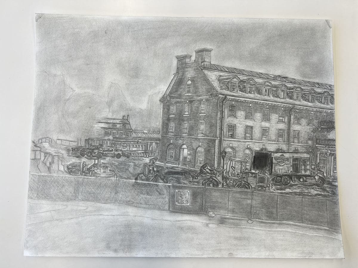 Memorial Horizon in progress — middle — fence and machines blocked in